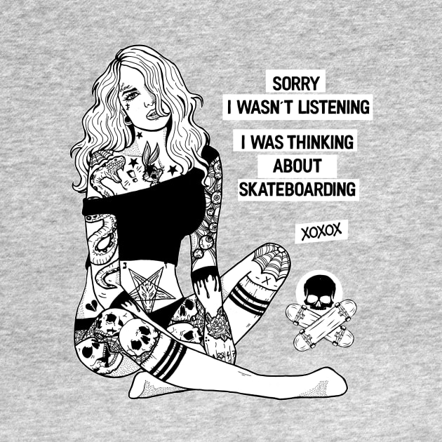 thinking about skateboarding by Kingrocker Clothing